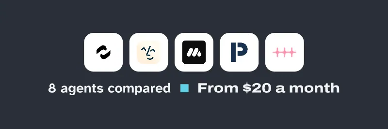 Logos of Tale, Lindy, MindStudio, Precision AI OS, n8n. 8 agents compared, from $20 a month.