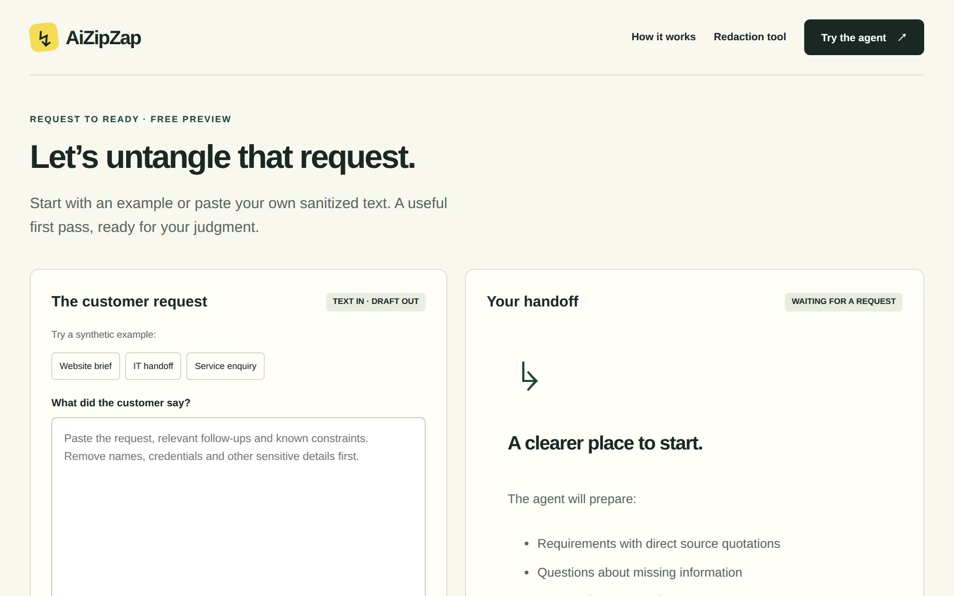 Screenshot of AiZipZap