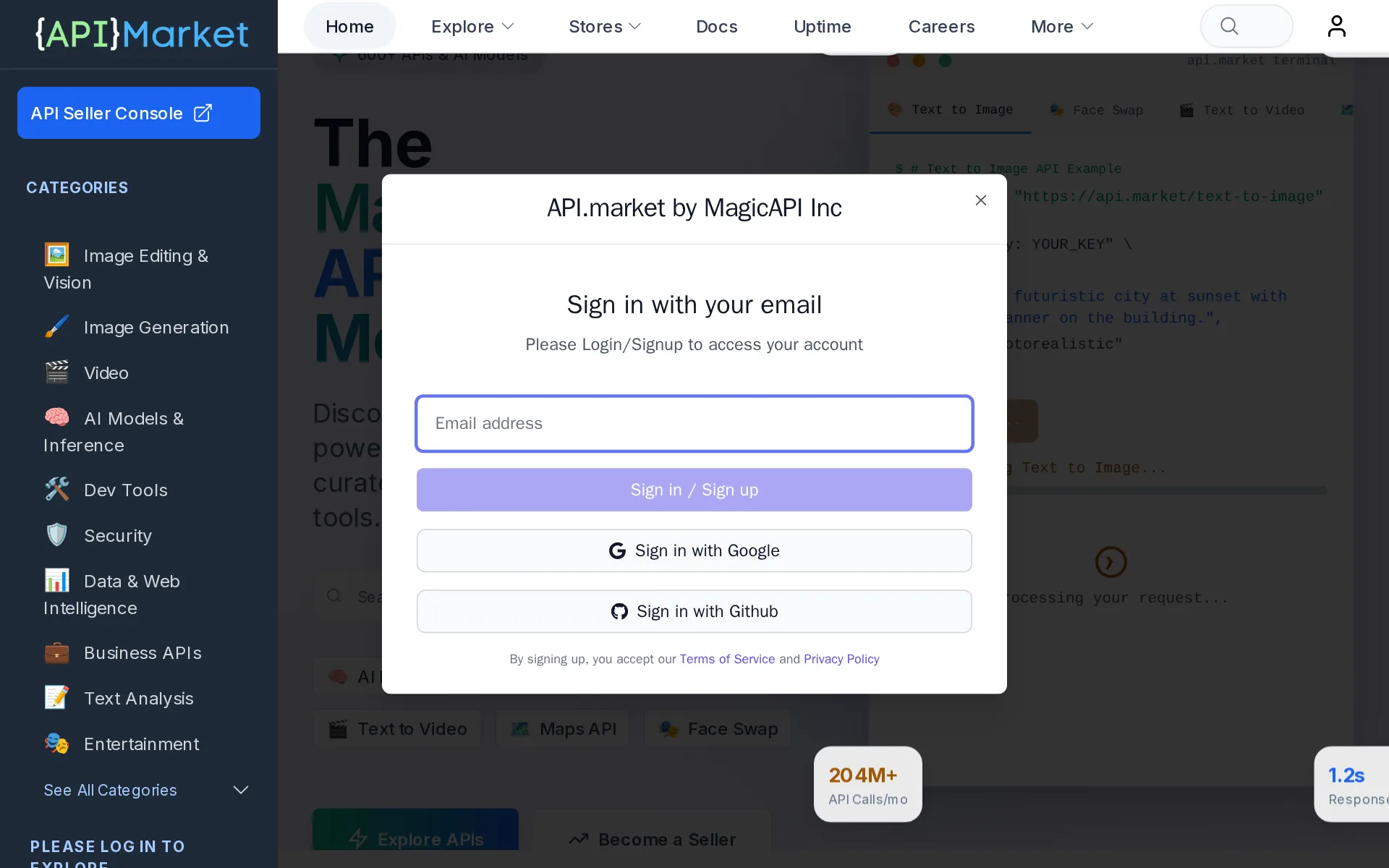 Screenshot of API.market