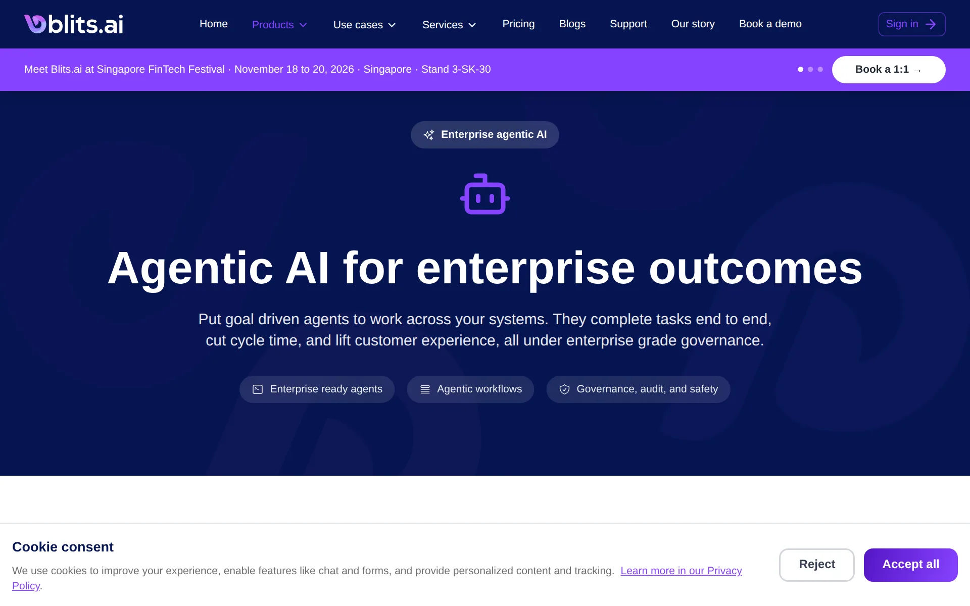 Screenshot of Blits.ai Agentic AI for the Enterprise