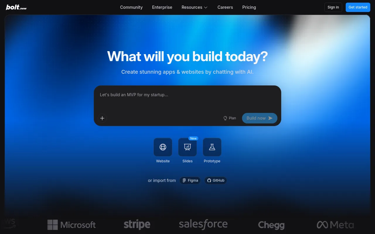 Screenshot of Bolt.new