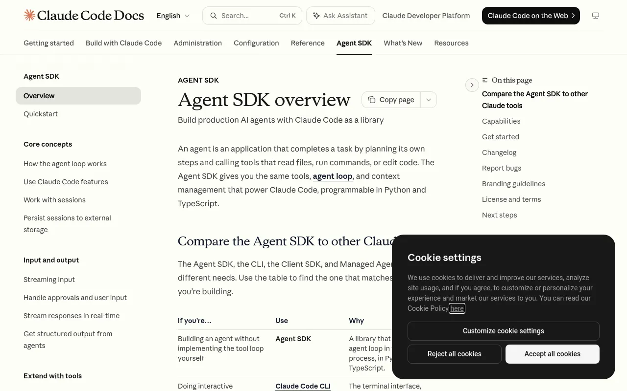 Screenshot of Claude Agent SDK
