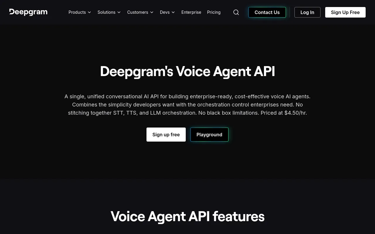 Screenshot of Deepgram Voice Agent API