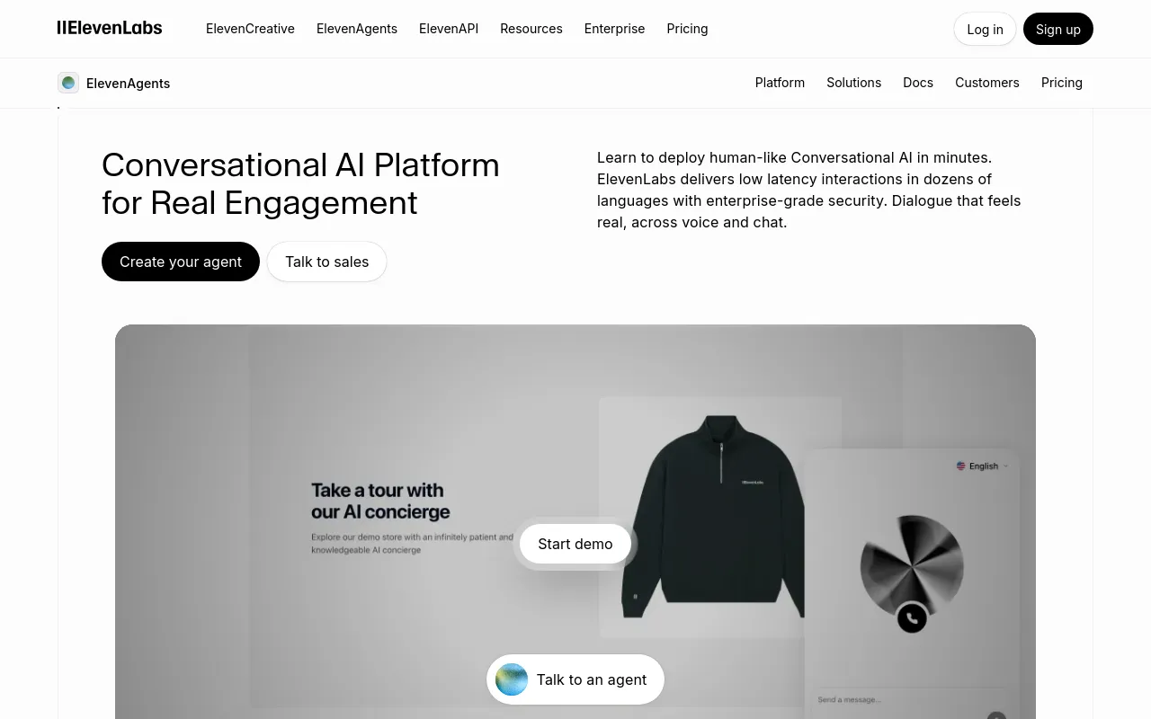 Screenshot of ElevenLabs Conversational AI