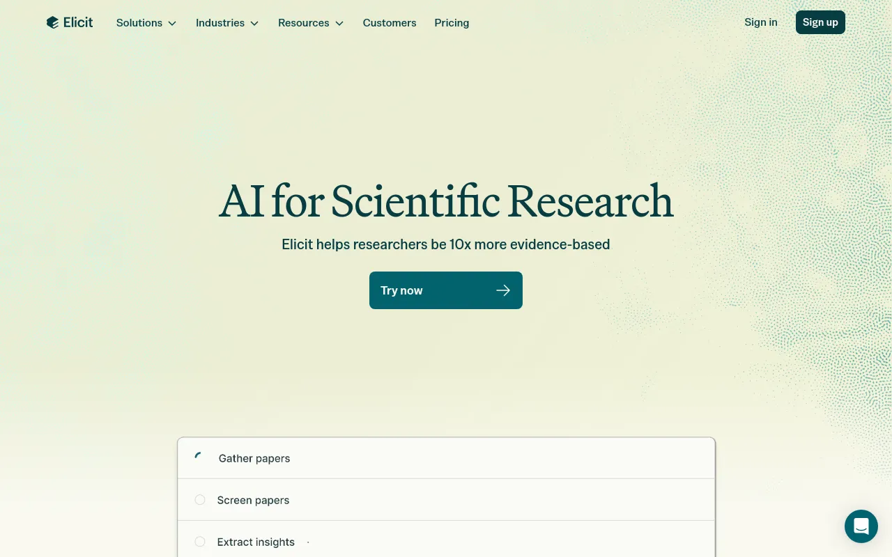 Screenshot of Elicit