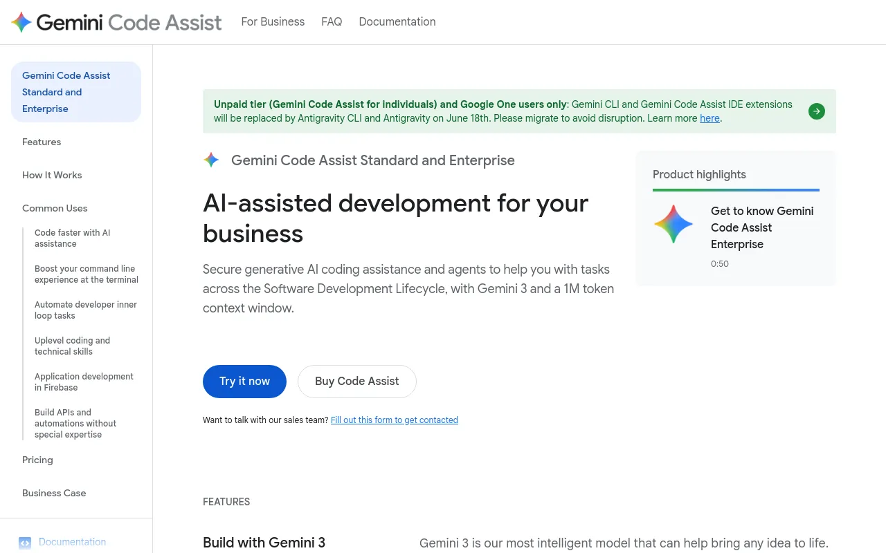 Screenshot of Gemini Code Assist