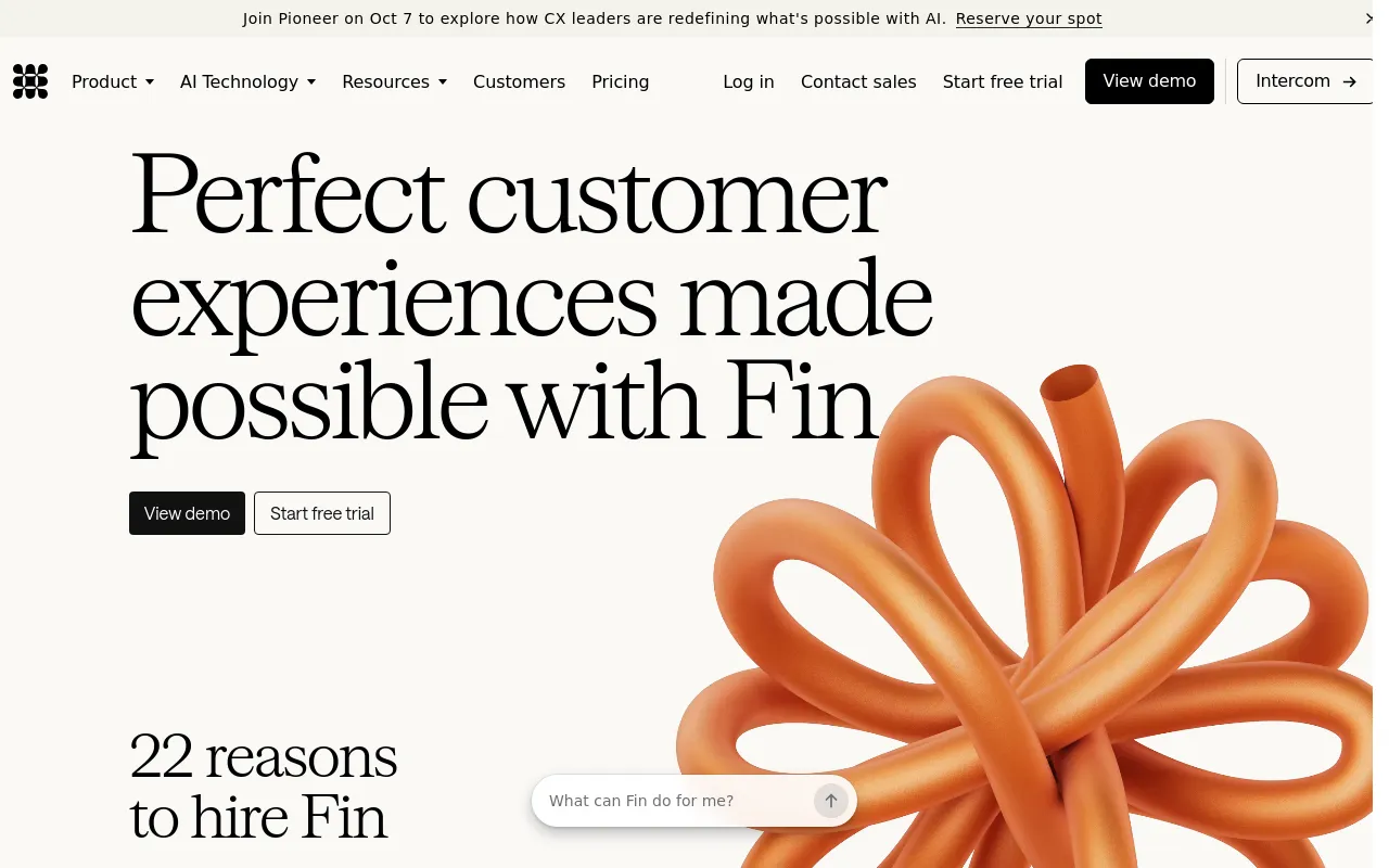 Screenshot of Intercom Fin