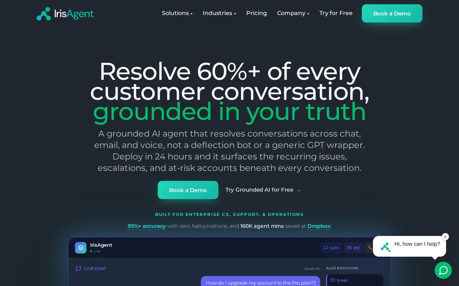 Screenshot of IrisAgent