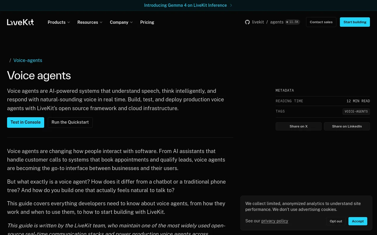 Screenshot of LiveKit Agents