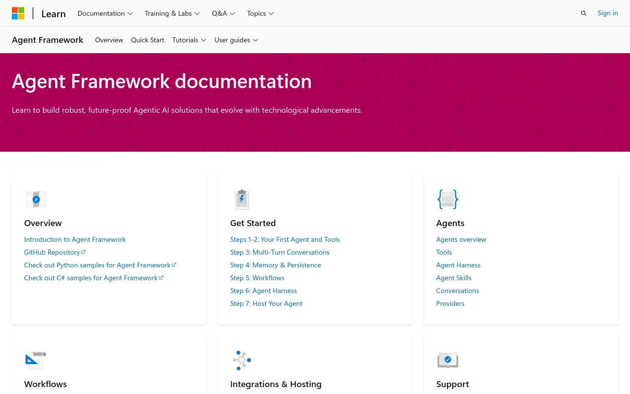 Screenshot of Microsoft Agent Framework