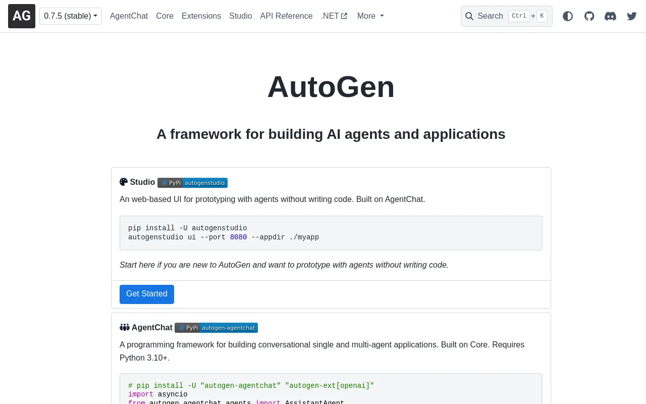 Screenshot of Microsoft AutoGen