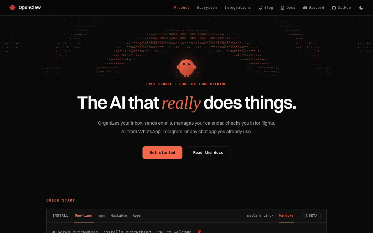 Screenshot of OpenClaw