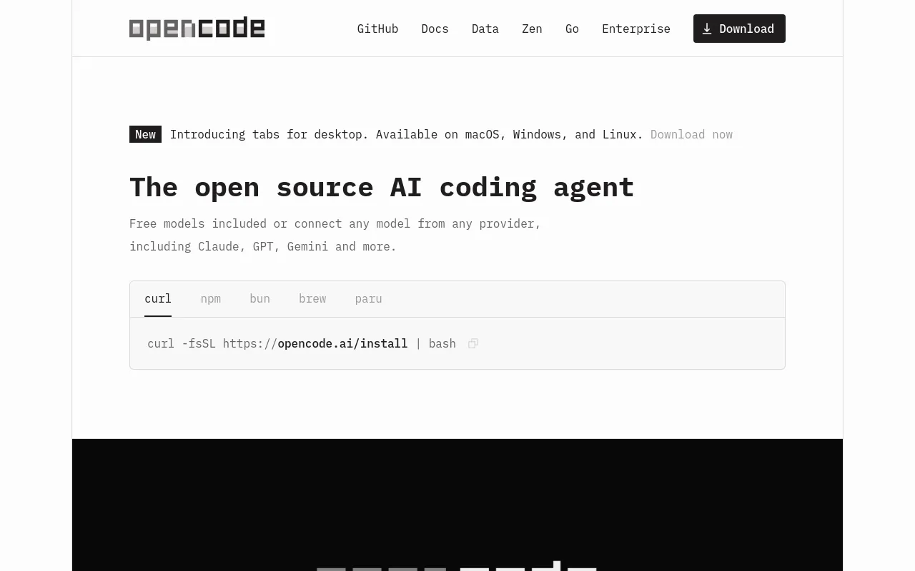 Screenshot of OpenCode