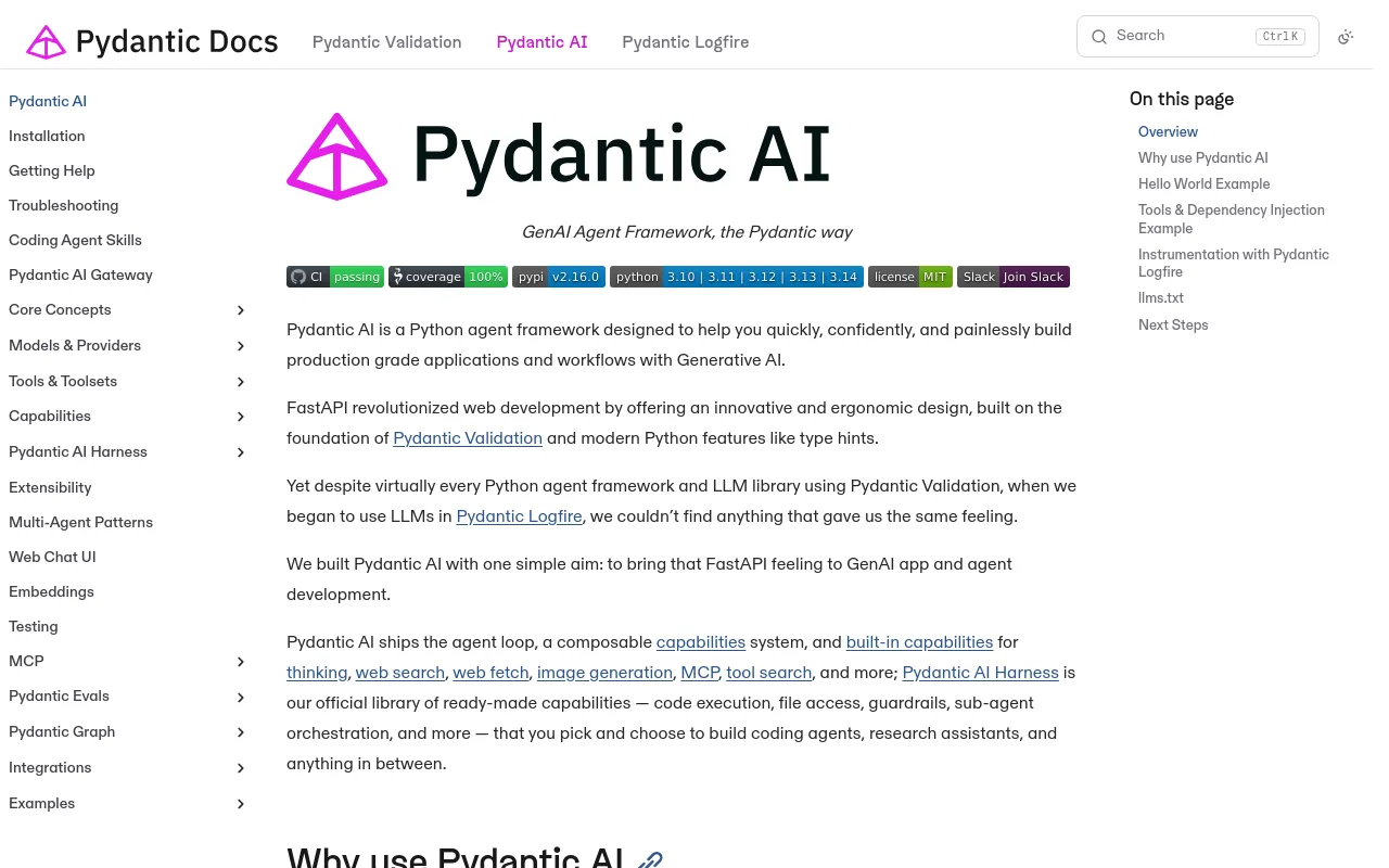 Screenshot of Pydantic AI