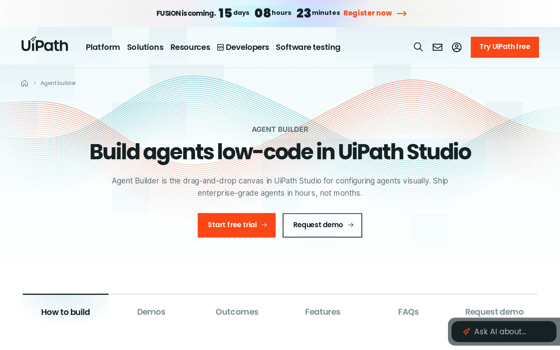 Screenshot of UiPath Agent Builder