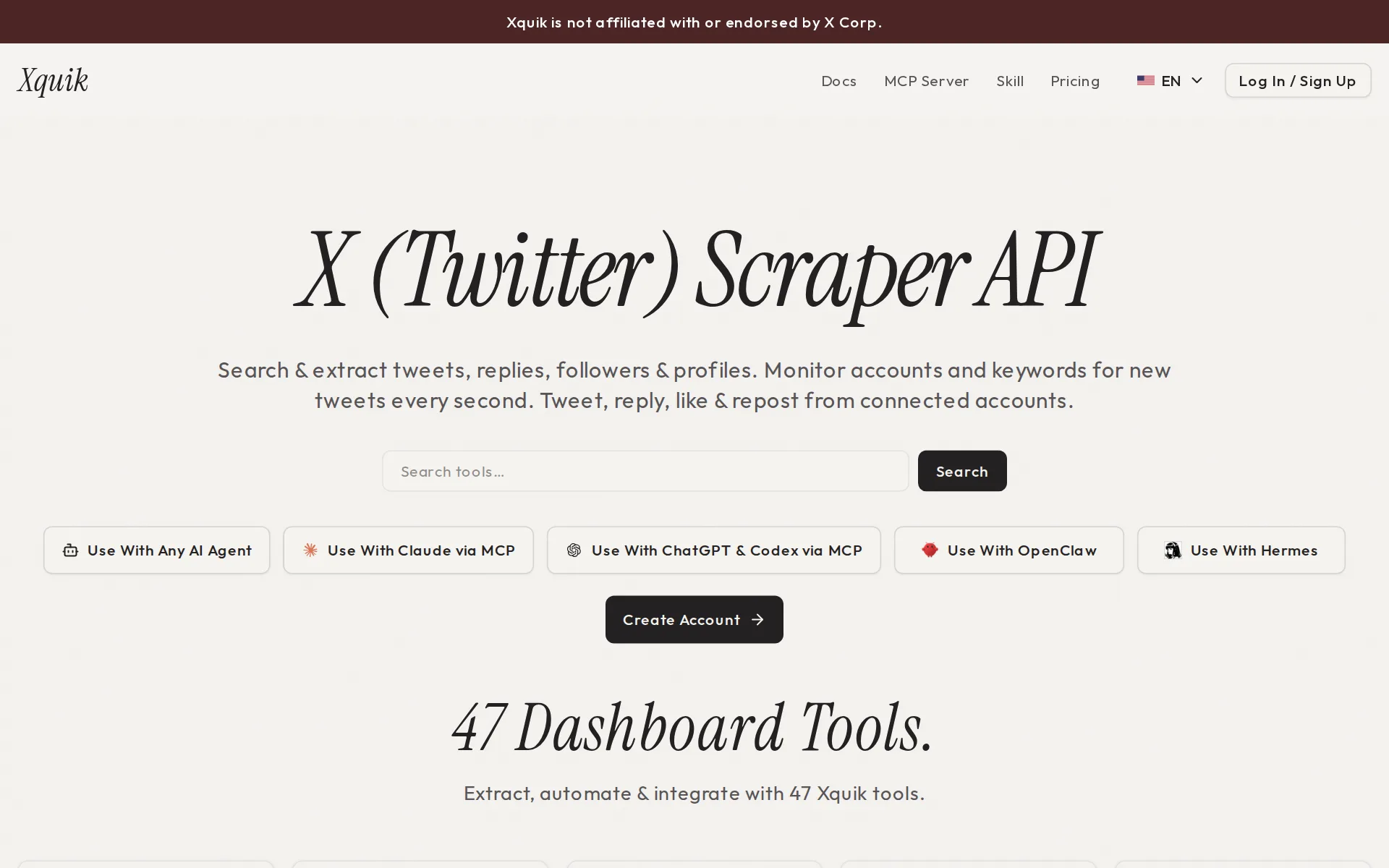 Screenshot of Xquik